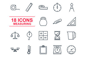 Set Measuring icon template color editable. Measuring pack symbol vector sign isolated on white background illustration for graphic and web design.