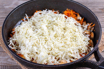 Stewed cabbage in a pan