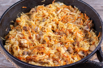Stewed cabbage with mushrooms