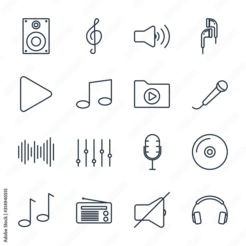 Poster set music icon template color editable. music pack symbol vector sign isolated on white background i