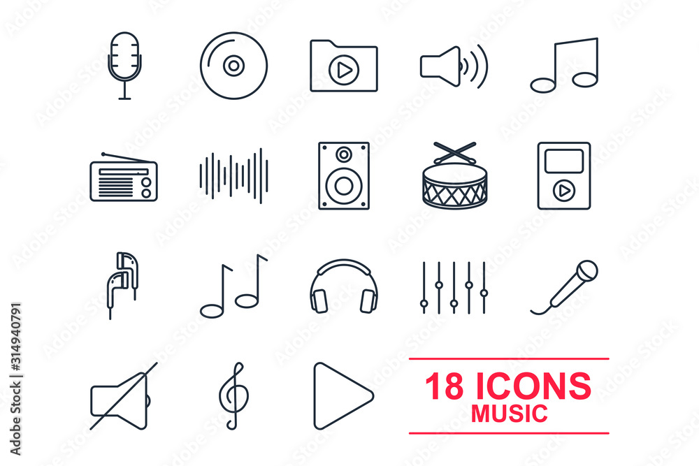 Aufkleber set music icon template color editable. music pack symbol vector sign isolated on white background i