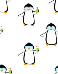 Obraz premium cartoon pattern with penguins, summer print