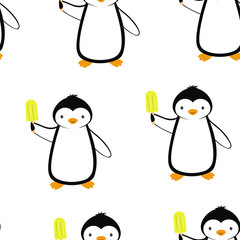 cartoon pattern with penguins, summer print