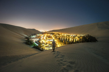 Oasis Huacachina in desert Peru