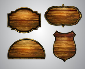 Vector realistic illustration of wooden signboard