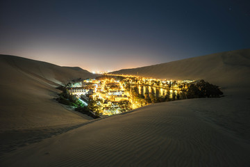 Oasis Huacachina in desert Peru