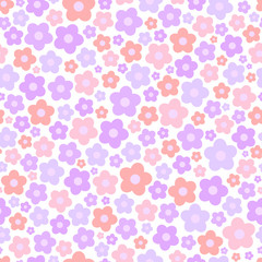 Seamless pattern floral vector with daisies on pink background for print