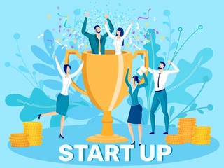 New Startup Financial Success Flat Vector Concept