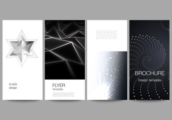 The minimalistic vector illustration of the editable layout of flyer, banner design templates. 3d polygonal geometric modern design abstract background. Science or technology vector illustration.