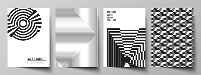 Vector layout of A4 format modern cover mockups design template for brochure, magazine, flyer, booklet, report. Trendy geometric abstract background in minimalistic flat style with dynamic composition