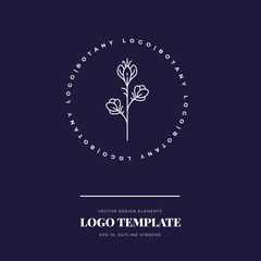 Abstract Flowers Vector Signs or Logo Templates Set. Retro Floral Illustration with Classy Typography. Feminine Logo. Modern Logo Template for florist, photographer, fashion blogger, design studio.