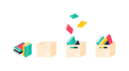 Donation box with books