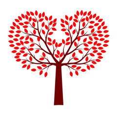 Vector shape of Tree. Heart and Valentine's day. Vector Illustration and graphic element. Plant in Garden.