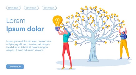 Flat Banner Harvesting Successful Idea Concept.