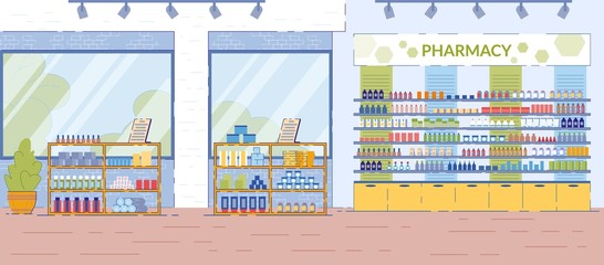 Modern Pharmacy Interior Design with Medications