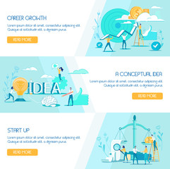 Vector Illustration, Set Career Growth, Start Up.