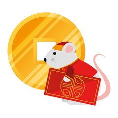 cute rodent rat with chinese card