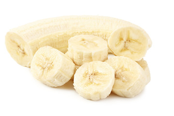 fresh sliced banana isolated on white background. Healthy food
