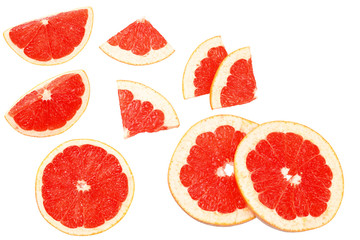 healthy food. grapefruit with slices isolated on white background top view