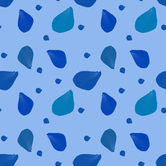 Beautiful blue spring background seamless pattern with flying petals. Floral romantic white wallpaper. Valentines day,wedding, mother day,japanese hanami decoration. Digital clip art.