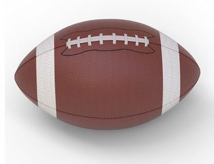 American football ball isolated on white background 3d rendering