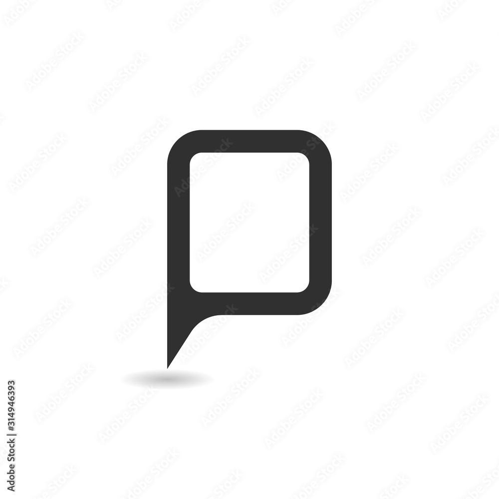 Wall mural black map pin on white background with shadow with place for your text. vector illustration.