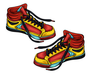 Sneakers red-yellow