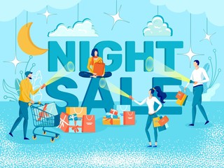 Black Friday Night Sale Flat Vector Promo Banner