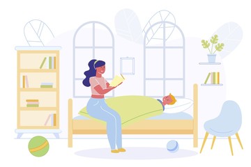 Mother Reading Fairy Tales to Put Son to Sleep.