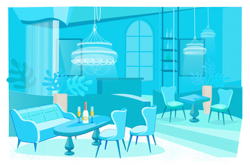 Flat Banner Luxurious Restaurant Interior, Slide.