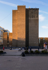 Fototapeta na wymiar Rostov-on-Don, Russia - February 02, 2019: Don State Public Library, Soviet modernism era brutalism
