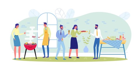 Barbecue Corporate Party in Successful Company.