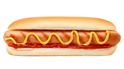 HOT DOG isolated on white background, clipping path, full depth of field