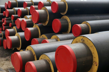 The composition of heating pipes. Different thicknesses and lengths of pipes.