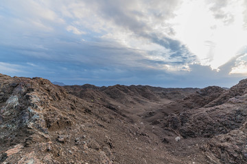 Scenic Sunset Sky and Cloudy Sky over Rocky Mountains Island