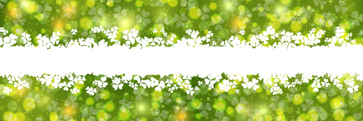 St.Patrick's Day green vector background with clover leaves