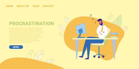 Clerk or Office Worker is Sleeping at Workplace.