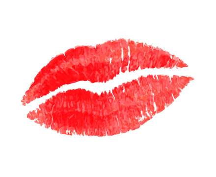 Red lips imprint. Vivid kiss texture isolated vector illustration. Pattern for love concept design