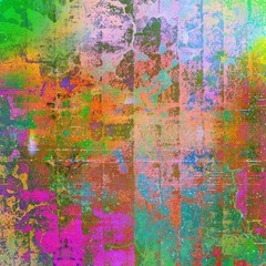 Colorful painting art, mosaic square background illustration with grunge style effect.