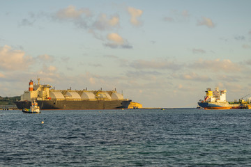 Cargo ships sitting in the port
