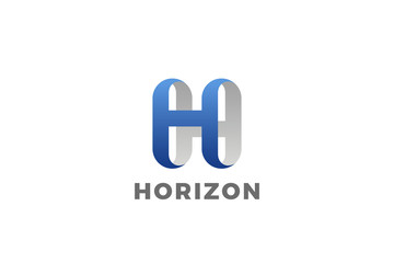Obraz premium Letter H Logo design vector template Ribbon Font style Typography.