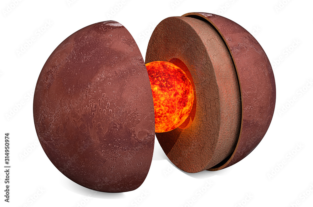 Wall mural structure of planet mars concept, 3d rendering