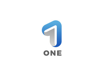 Number 1 One Logo design vector template Ribbon Font style Typography.