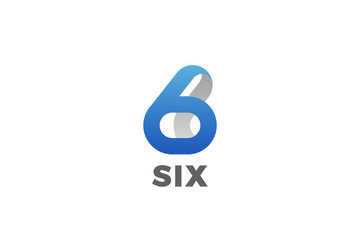 Number 6 Six Logo design vector template Ribbon Font style Typography.