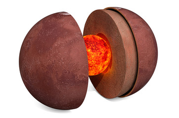 Structure of planet Mars concept, 3D rendering © alexlmx