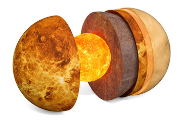 Structure of planet Venus concept, 3D rendering © alexlmx