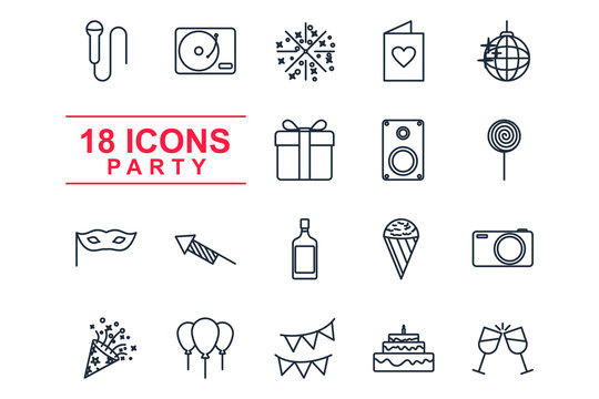 Set Party icon template color editable. Birthday, Holidays pack symbol vector sign isolated on white background illustration for graphic and web design.