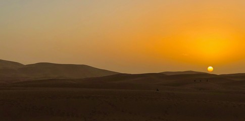 Sunset at Sahara Desert in Morocco