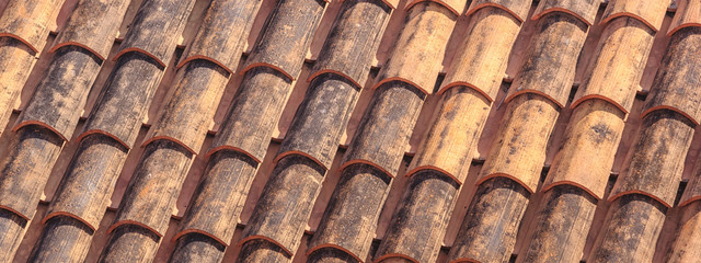 Mediterranean cityscape - view of the tiled roofs of the Old Town of Dubrovnik, on the Adriatic coast of Croatia