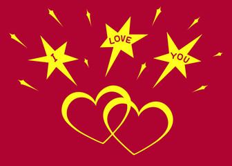 Beautiful vector illustration with red hearts.